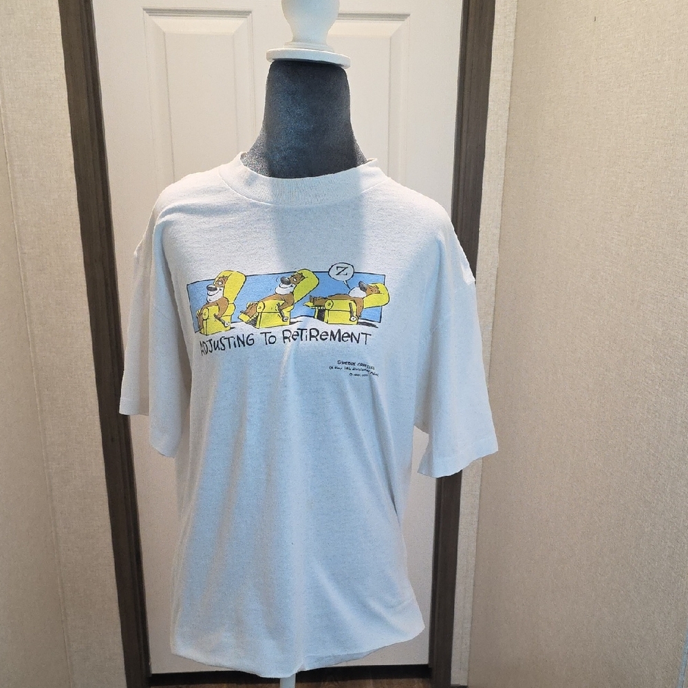 Vintage 90s "Adjusting To Retirement" T-Shirt, Single Stitch, Shoebox Greetings